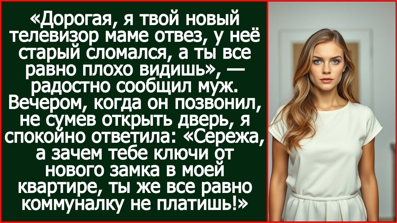 Дорогая, я твой новый телевизор маме отвез, у неё старый сломался, а ты все равно плохо видишь.