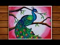 How to draw a peacock  beautiful peacock drawing with beautiful nature  nature drawing beautiful