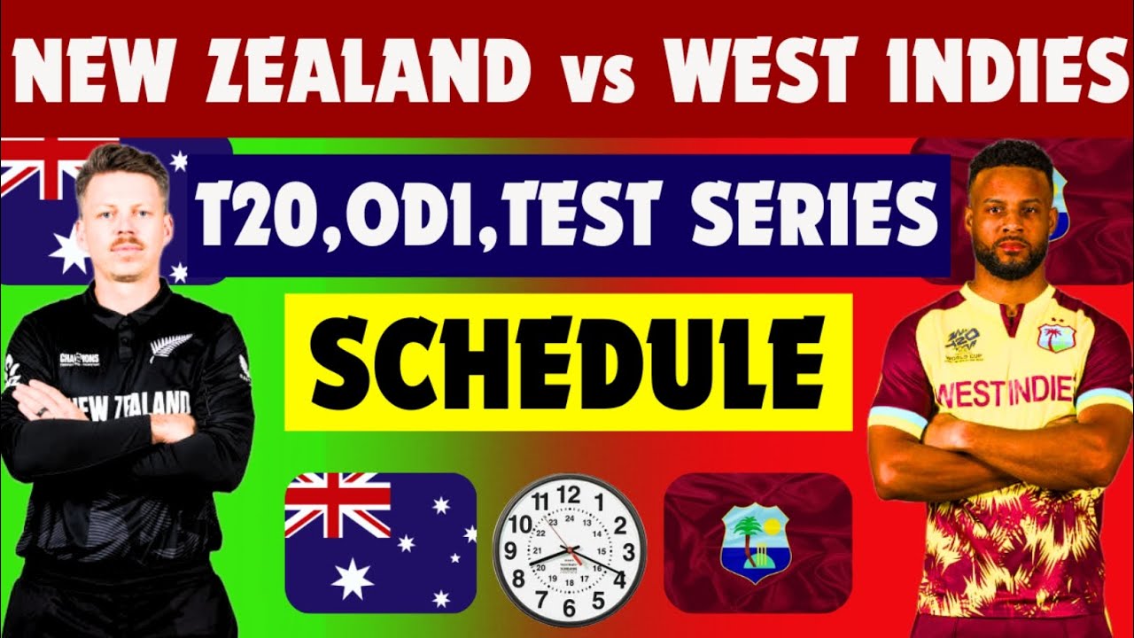 West indies Tour of New Zealand 2025 | West indies vs New Zealand T20, ODI & Test series schedule l