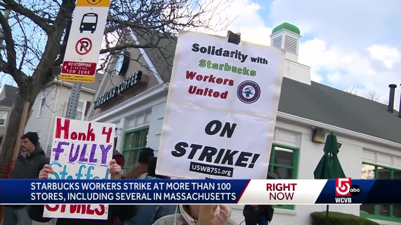 Starbucks workers strike at more than 100 stores in largest labor ...