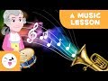 A music lesson  instruments and musical figures for kids