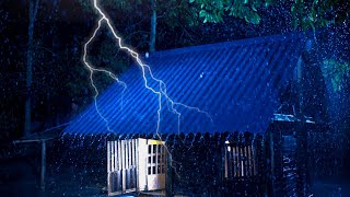 Fall Asleep Easily in 5 Minutes with Heavy Rain & Massive Thunder on Tin Roof at Night | White Noise