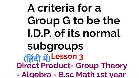 A criteria for a Group to be I.D.P. of it