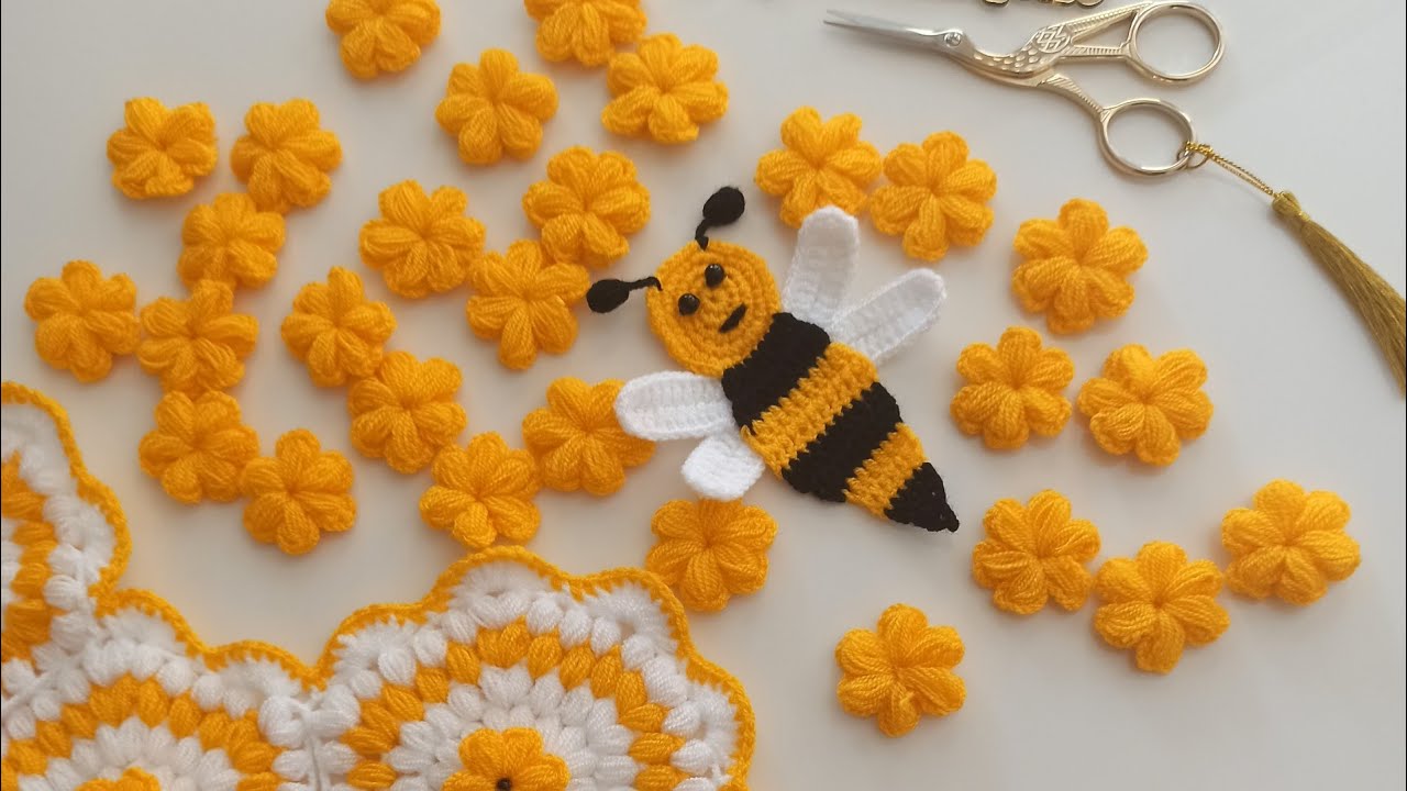 Как сделать пчелиный аппликацию крючком ручной работы пчел # детское вязание # вязаные модели