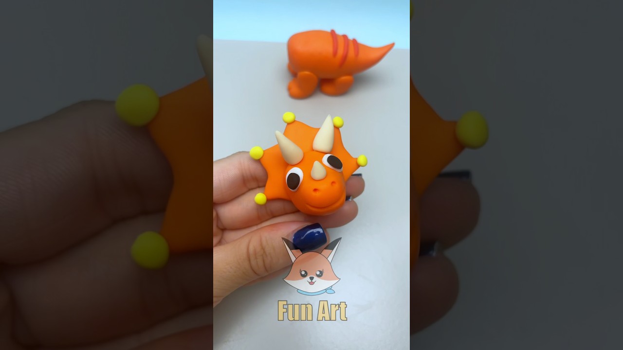 Handmade triceratops in clay! 🦖✨ Tiny dino, big attitude! 