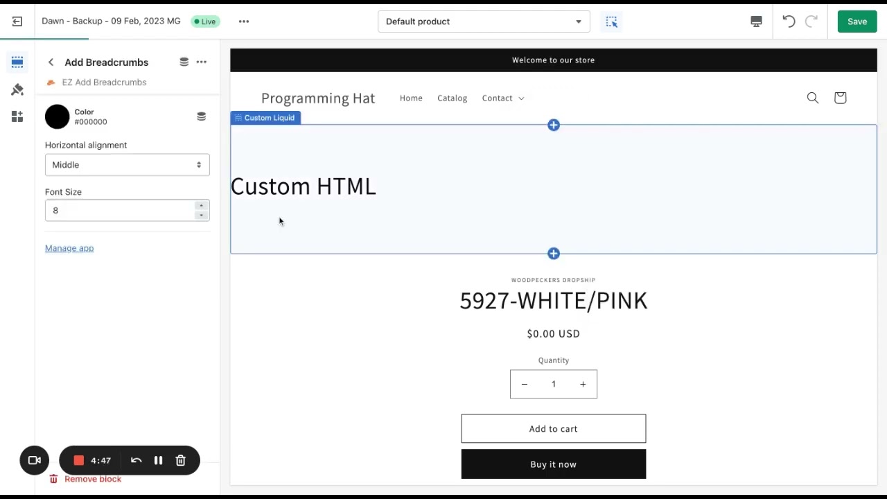 How to add Breadcrumbs to Product Pages in Shopify