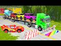 Flatbed Truck Mcqueen | Transportation with Truck - Pothole vs Car #17 - BeamNG.Drive