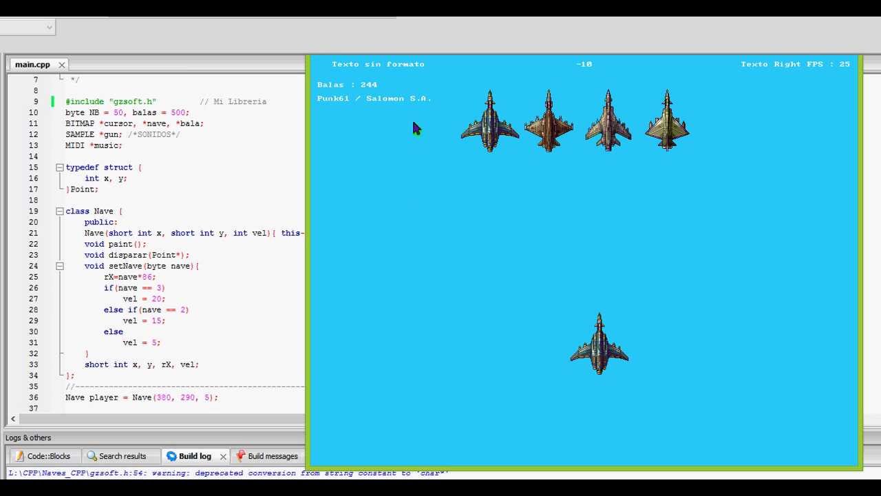 Allegro C++ Mi primer Juego en C++, gzsoft.h test Punk61 - YouTube