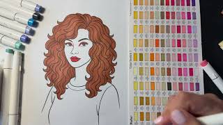     Satisfying Marker Coloring Tutorial | Curly Hair  Girl 🌸💐