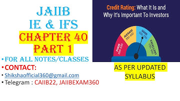 CHAPTER 40 PART 1 || CREDIT RATING & CREDIT SCORING || INDIAN ECONOMY #jaiibexam2023