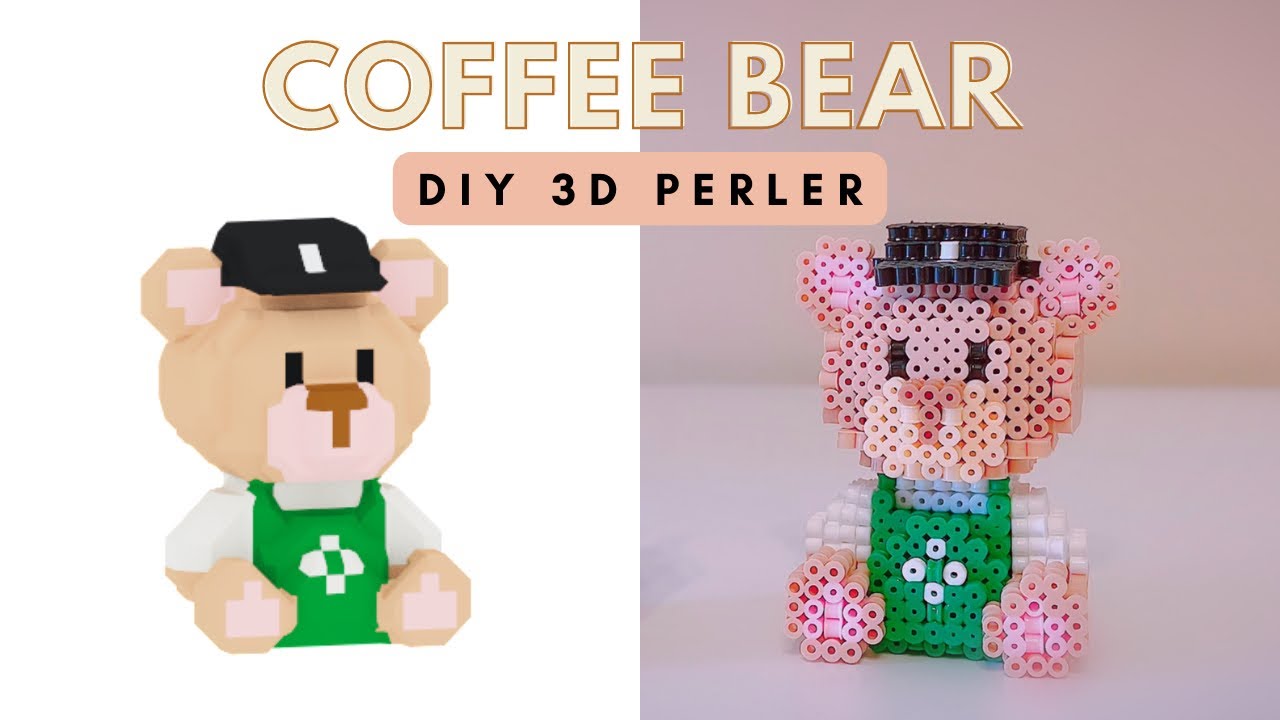 DIY COFFEE BEAR 3D PERLER TUTORIAL