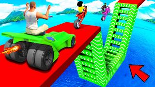 SHINCHAN AND FRANKLIN TRIED THE IMPOSSIBLE SPEED BOOSTER LADDER TRAP GAP PARKOUR CHALLENGE GTA 5 screenshot 2