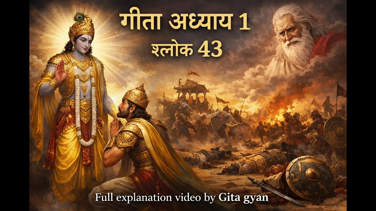 गीता अध्याय 1 श्लोक 43 | कर्म, कुल धर्म और पाप का गहरा अर्थ | Full Explanation by Gita Gyan