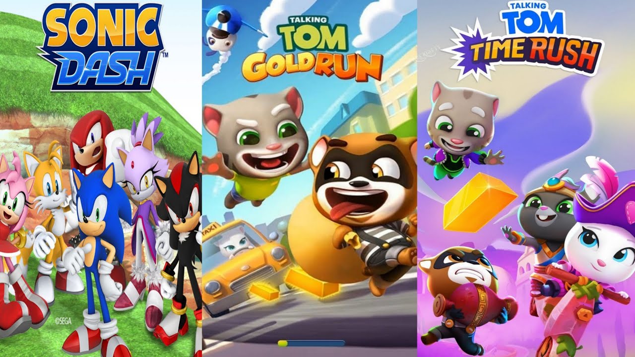 Talking tom gold run Vs Talking tom time rush Vs Sonic dash - Gameplay ...