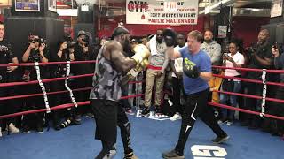 Deontay Wilder hits pads at Gleason's Gym
