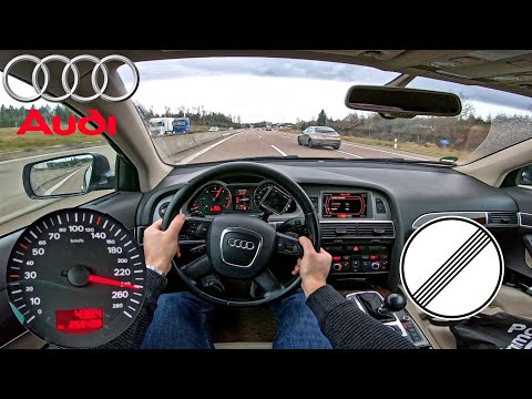 Audi A6 C6 3.0 TDI 233 HP Allroad Quattro German Autobahn (2007) | POV Test Drive Top Speed