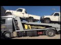 Toyota Land Cruiser 79 Pick-Up unloaded from car carrier