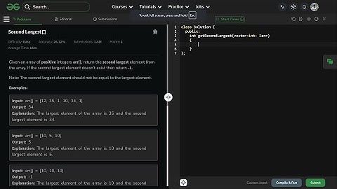 Second Largest Element in an Array in Tamil | C++ | Leetcode | GeeksForGeeks |