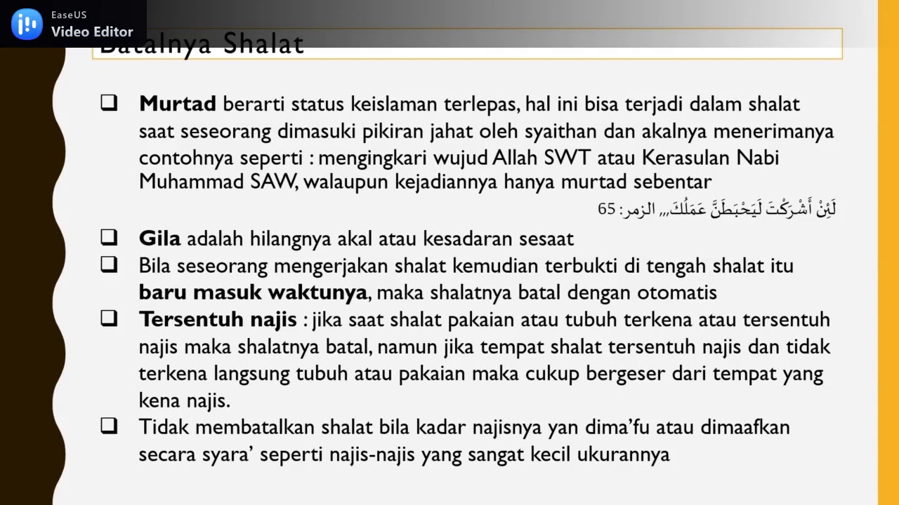 Fiqih Sholat Hal Hal Yang Membatalkan Sholat Youtube