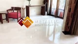 Metallic Epoxy Flooring Design (Subtle Chrome Gold Marble Veins On Light Brown Base)