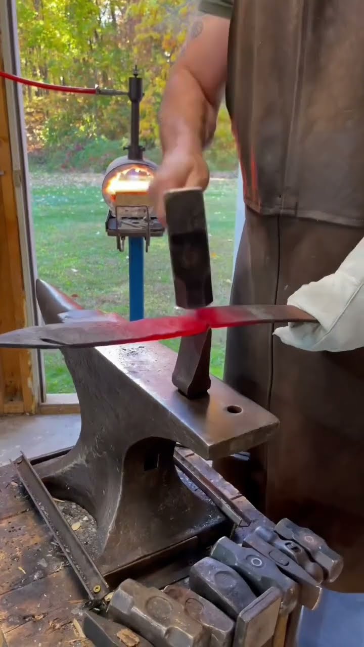 Forging a BOWIE KNIFE from a  broken crescent wrench.