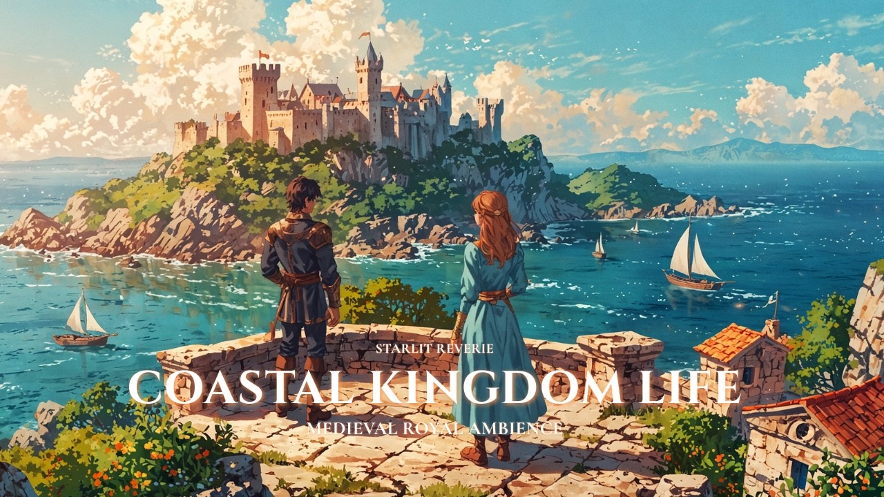 Medieval Coastal Kingdom Ambience 🌊👑 Harbor & Castle by the Sea | Royal Life Simulation Music