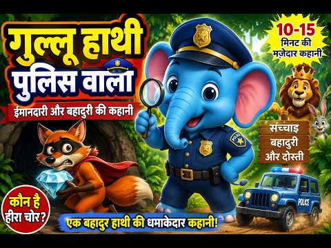 🐘👮 गुल्लू पुलिस वाला | ईमानदार हाथी की प्रेरणादायक जंगल की कहानी | Moral Story for Kids #GulluPolice