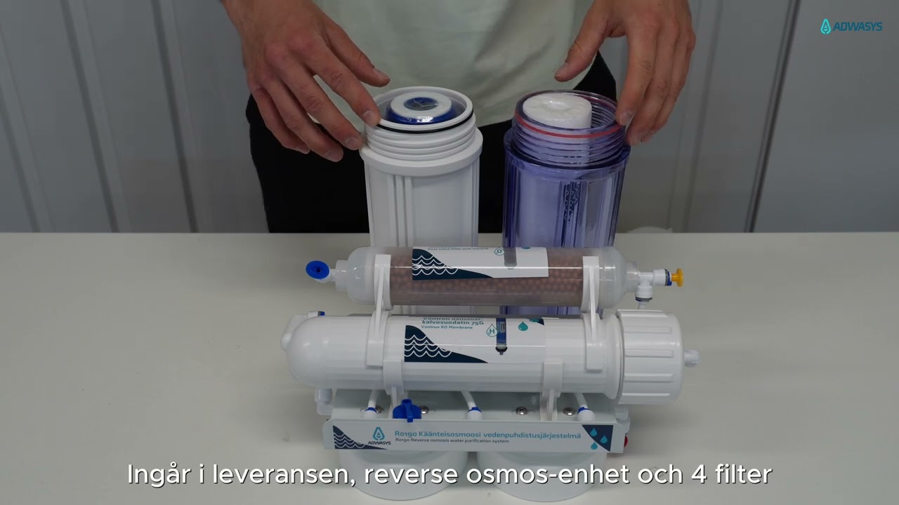Adwasys RO190 4-vaiheinen käänteisosmoosi vedenpuhdistusjärjestelmä ilman paineenkorotuspumppua