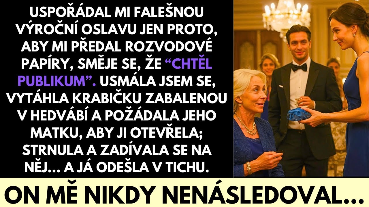 Na naší sedmé oslavě výročí, uprostřed dvou set padesáti hostů, mi manžel s úsměvem podal žlutou obálku a zašeptal: „Chtěl jsem tohle publikum.“ Rozvodové papíry. Jenže on netušil, že já mám v...