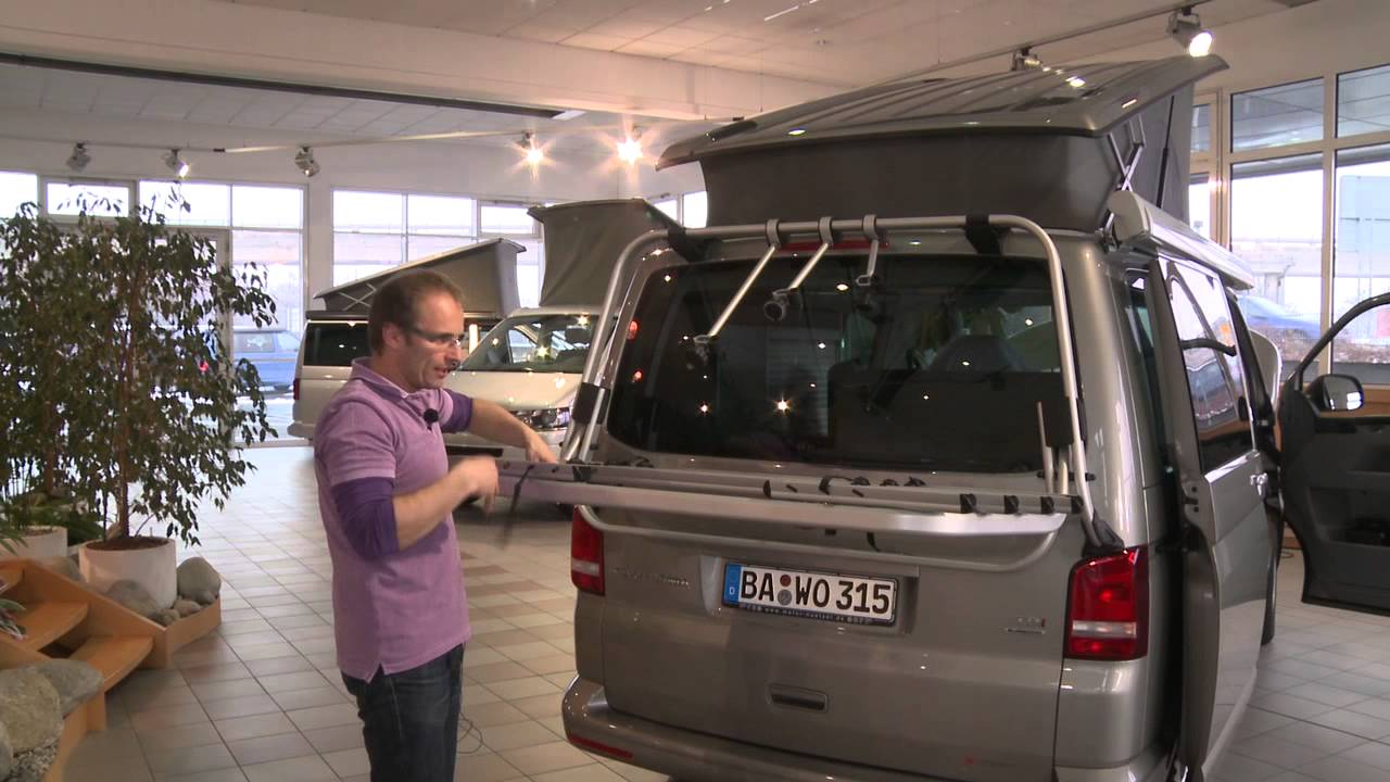 Funktionsvideo - Fahrradtraeger Original VW T5 California Beach Comfortline  by Reisemobil-Portal.de - YouTube