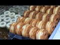 겹겹이 쌓여진 크림폭탄 크로아상 도너츠 - 크로넛 / handmade cream bomb croissant donuts - cronut / korean street food
