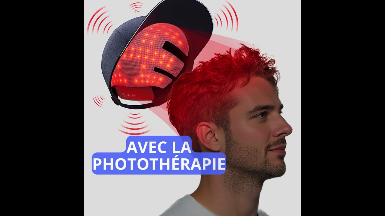 Casquette De Luminothérapie LED Rouge Et Bleu - Soin Des Cheveux, 3 Mois Garantie