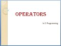 Operators in c :class 1 (overview)