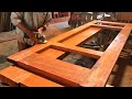 Woodworking Workers and Projects Red Hardwood // Skillful Carpenters in Design Wooden Bed Room Door