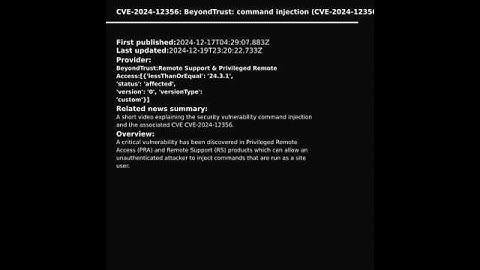 BeyondTrust: command injection (CVE-2024-12356) #shorts