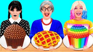 Wednesday vs Grandma Cooking Challenge | Awesome Kitchen Hacks by TeenTeam Challenge