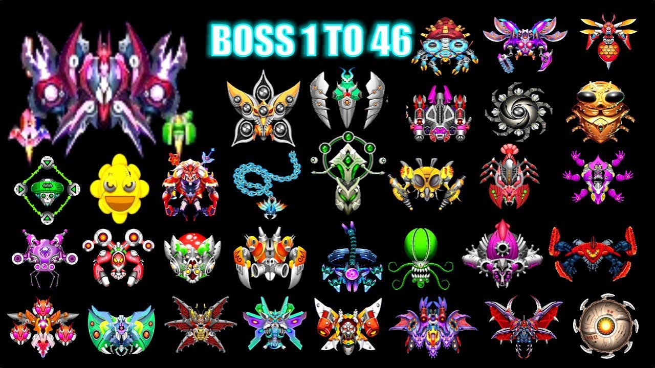 Space shooter WarLock vs All bosses ( Part 2 : boss 1 - 46 ) By World Bosses