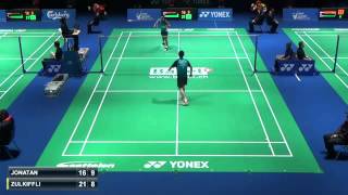 R16 2015 Swiss Open Badminton Jonathan Christie vs Zulfadli Zulkifli