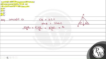 In a triangle \( A B C, D \) is a point on \( B C \) such that \( A D \) is the internal bisecto...