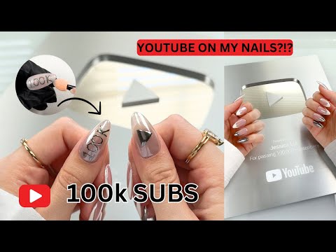 YOUTUBE PLAY BUTTON NAILS!! + UNBOXING! 😭🤍 thumbnail