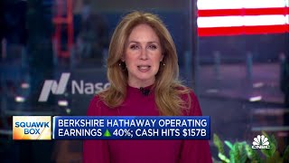 Berkshire Hathaway posts a 40% jump in operating earnings, cash pile swells to a record $157 billion