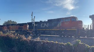 BNSF 6060 Leads H-BARPAS through Escalon, CA with CN C44-9W 2621!!! [11/27/21]