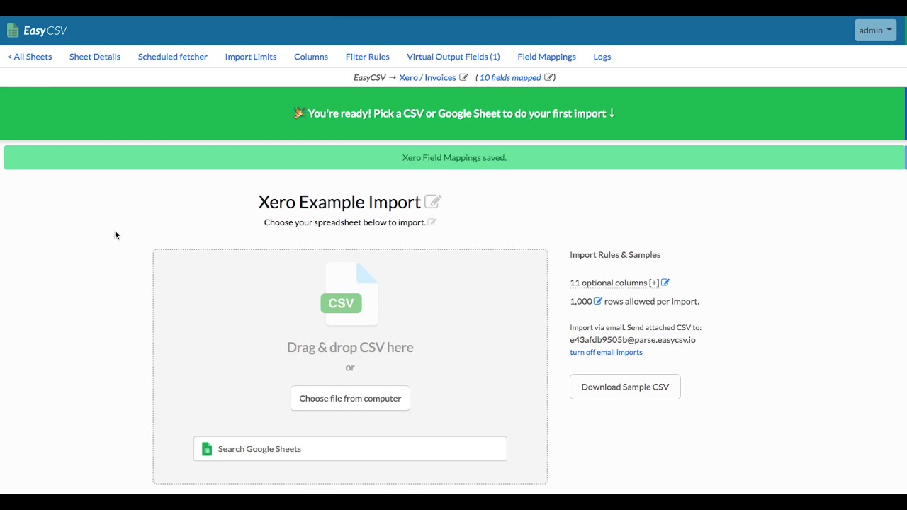How to create Xero invoices from CSV files and Google Sheets YouTube
