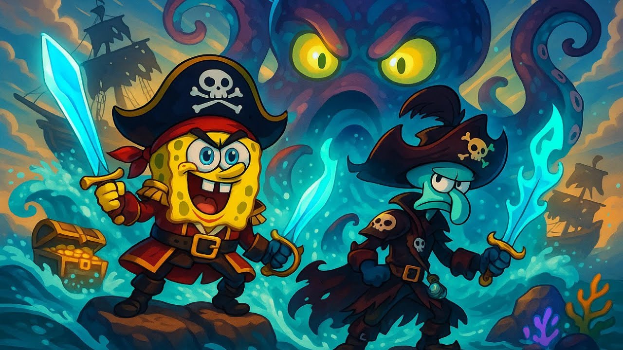 SPONGEBOB as a FEARLESS PIRATE Discovering a SEA LEGEND 🏴‍☠️ | Funny SpongeBob Animation