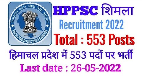 HPPSC Recruitment 2022 Assistant Professor 553 Post