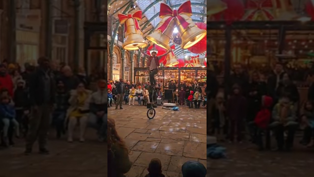 Amazing  unicycle performance at jubliee christmas market 