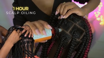 ASMR | Real Person Scalp Oiling Braids Compilation (1 Hour)