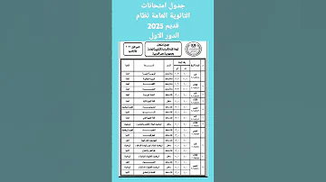جدول امتحانات الثانوية العامة نظام قديم الدور الأول 2025 