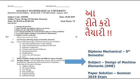 GTU Design of Machine Elements Paper Solution Summer 2019 - Q-1 Complete with Option.