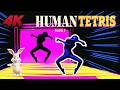 4K HUMAN TETRIS 1 PLAYER | IMMERSIVE INTERACTIVE WARMUP | HARD LEVEL | HOLE IN THE WALL #humantetris